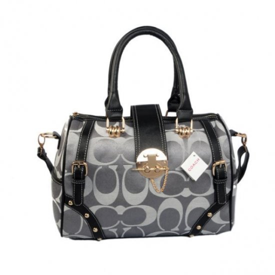 Coach Lock In Monogram Medium Grey Luggage Bags BYY | Women - Click Image to Close